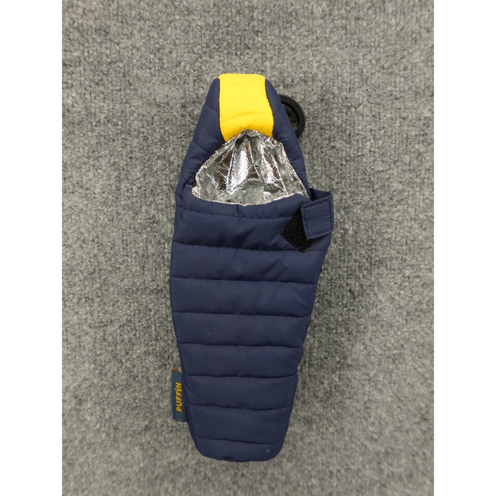 Puffin Drinkwear Sleeping Bag Cooler Navy Blue Yellow Insulated Puffer Jacket